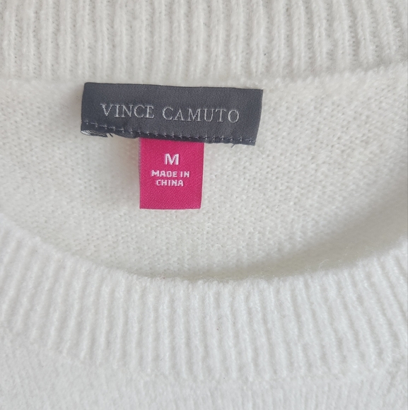 Vince Camuto ivory gold beaded cheers cozy holiday sweater size Medium - Picture 7 of 11